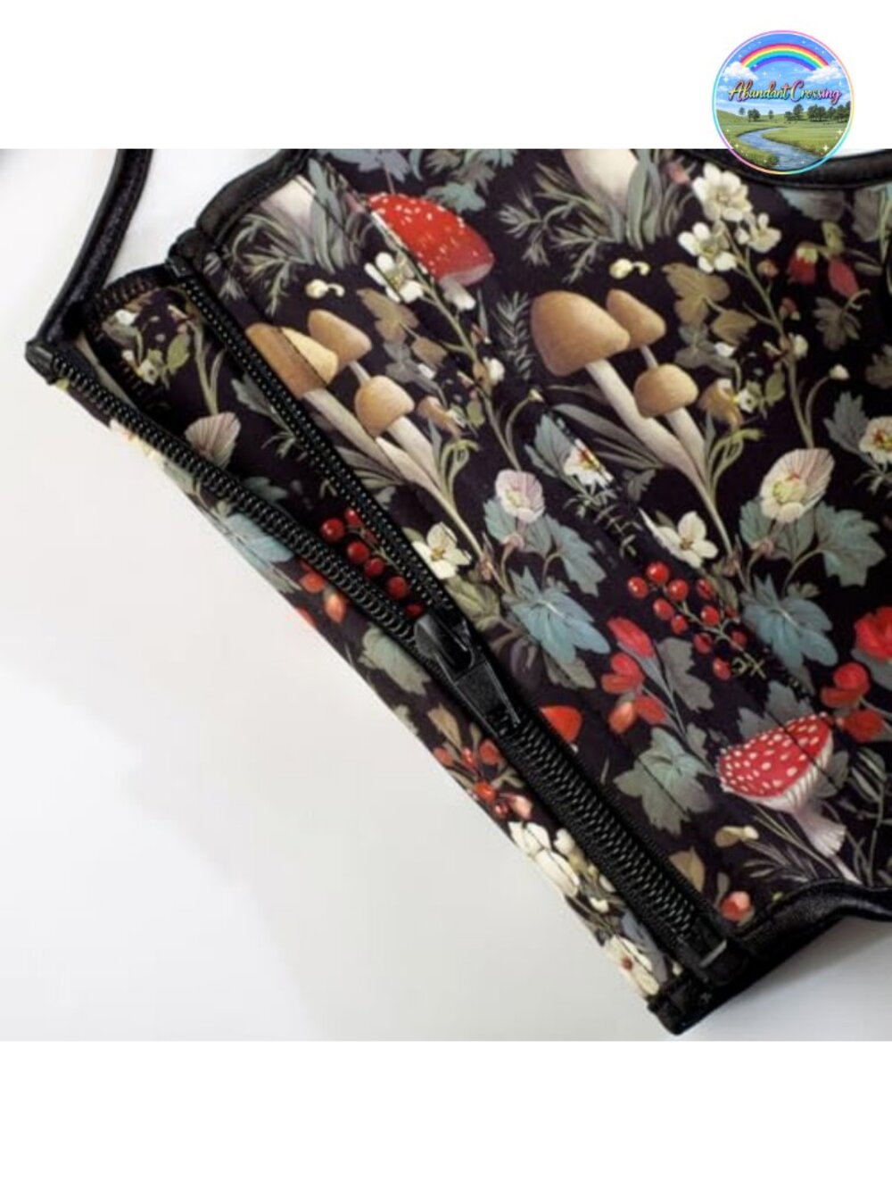 Boned Underbust Corset Top Lace-Up Zip Renaissance Fairy Costume - Picture 4 of 6